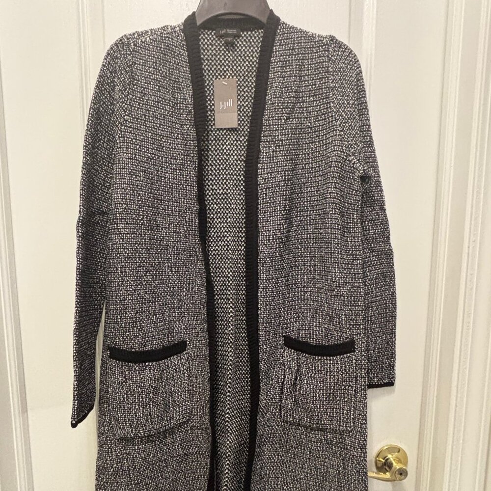 JJill Black/White Multi Duster - NEW WITH TAGS - Size S